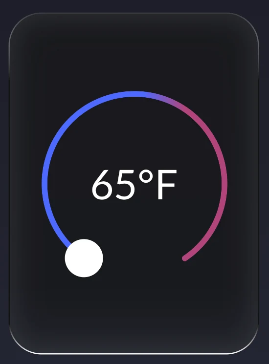 Temperature dial showing 65 degrees Fahrenheit