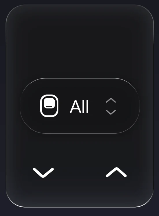 Window shade control with an all-zones selector and up and down arrows
